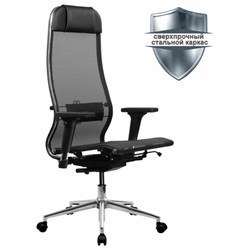 Кресло МЕТТА "ErgoLife" 10 B1-104D, хром, синхромеханизм, 2D-подлокотники, прочная сетка, черное - фото 15058749