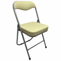 Стул складной для дома и офиса РС04К комфорт, серебристый каркас, кожзам бежевый - фото 15058775