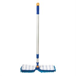 Швабра двусторонняя 40 см, телескопический черенок 130 см (алюминий), резьба 1,6 см, микрофибра, LAIMA, 601465 - фото 15058946