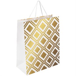 Пакет подарочный (1 штука) 26x13x32 см, ЗОЛОТАЯ СКАЗКА "Gold Luxury", тиснение фольгой, белый, 608249 - фото 15059476