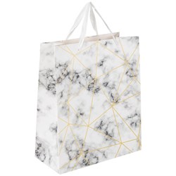Пакет подарочный (1 штука) 26x13x33 см, ЗОЛОТАЯ СКАЗКА "Golden Marble", тиснение фольгой, 608251 - фото 15059477