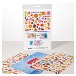 Наклейки бумажные с игровым полем НАБОР 2 листа, 184 наклейки, "Сладкое настроение", HATBER, 2Н5н - фото 15060642