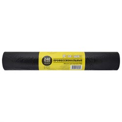 Мешки для мусора 240 л, черные, в рулоне 25 шт., ПВД 30 мкм, 90x130 см, РОМАШКА "ПРОФИ", ВР-0072 - фото 15060947