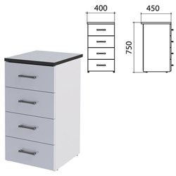 Тумба приставная "Монолит", 400х450х750 мм, цвет серый (КОМПЛЕКТ) - фото 15061032