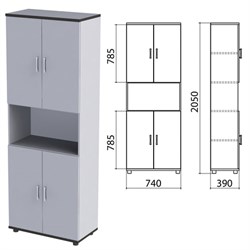 Шкаф полузакрытый "Монолит", 740х390х2050 мм, цвет серый (КОМПЛЕКТ) - фото 15061049