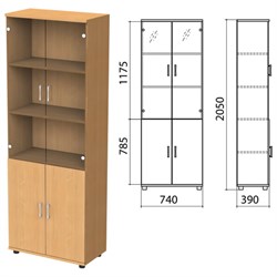 Шкаф закрытый со стеклом "Монолит", 740х390х2050 мм, цвет бук бавария (КОМПЛЕКТ) - фото 15061050