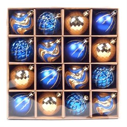 Шары елочные 16 шт., 8 см, "Blue&Gold", пластик, золото/синий, ЗОЛОТАЯ СКАЗКА, 592454 - фото 15079186