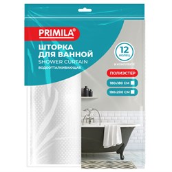 Шторка для ванной ПОЛИЭСТЕР, 180х200 см, кольца в комплекте, СЕРЫЙ БРИЛЛИАНТ, PRIMILA (ПРИМИЛА), 700094 - фото 15093997