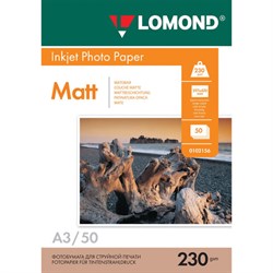 Фотобумага матовая БОЛЬШОГО ФОРМАТА, A3, 230 г/м2, односторонняя, 50 листов, LOMOND, 0102156 - фото 15109893