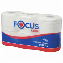 Бумага туалетная, спайка 6 шт., 2-слойная (6х48 м) Focus Extra, белая, 5067596, 5042265/5067596 - фото 15117522