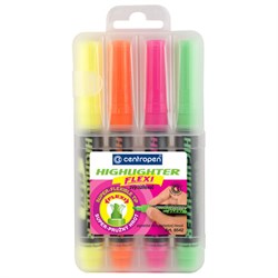 Текстовыделители ПАСТЕЛЬНЫЕ 4 ЦВЕТА CENTROPEN "Flexi", гибкий наконечник, 1-5 мм, 8542/4, 485420402 - фото 15120858