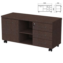 Тумба-креденция "Приоритет" 1200х446х600 мм, дверь, 3 ящика, венге, (КОМПЛЕКТ) - фото 15128373