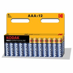 Батарейки алкалиновые "мизинчиковые" КОМПЛЕКТ 12 шт., KODAK Max Super Alkaline, ААА (LR03,15А), блистер, Б0008960 - фото 15140241