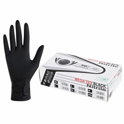 Перчатки нитриловые сверхпрочные с текстурой SFM MEGA TEX BLACK, Германия, 25 пар (50 штук), размер 9-10, XL (очень большой) - фото 15140316