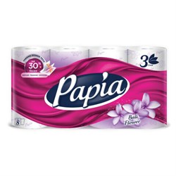 Бумага туалетная быт., спайка 8 шт., 3-слойная (8х16,5 м), PAPIA, аромат Балийский цв, 5080738 - фото 15143676