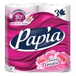 Бумага туалетная быт., спайка 4 шт., 3-слойная (4х16,5 м), PAPIA, аромат Таинственный, 5080741 - фото 15143680