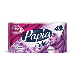 Бумага туалетная быт., спайка 8 шт., 4-слойная (8х16,5м), PAPIA DELUXE, аромат Dolce, 5080749 - фото 15143681