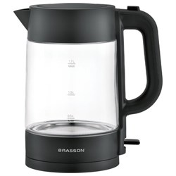 Чайник электрический BRASSON KT-727, 1,7 л, 2200 Вт, стекло, графит, подсветка, 455190 - фото 15150912