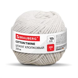 Шпагат хлопковый для прошивки документов, вязания, макраме, длина 200 м диаметр 2 мм, BRAUBERG, 700363 - фото 15150937