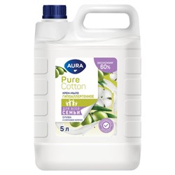 Мыло-крем гипоаллергенное 5 л, AURA Pure Cotton "Олива и хлопковое молочко", 14028 - фото 15155698