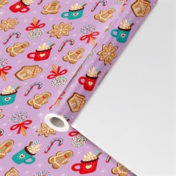 Бумага упаковочная мелованная BIG SIZE новогодняя "Сладости", 0,7х10 м, ЗОЛОТАЯ СКАЗКА, 592616 - фото 15163505