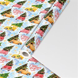 Бумага упаковочная мелованная BIG SIZE новогодняя "Машинки", 0,7х10 м, ЗОЛОТАЯ СКАЗКА, 592617 - фото 15163506