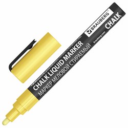 Маркер меловой CHALK LIQUID MARKER, ЗОЛОТИСТЫЙ, 3 мм, стираемый, BRAUBERG "CHALK", 152594 - фото 15168310