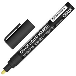 Маркер меловой CHALK LIQUID MARKER, ЧЕРНЫЙ, 3 мм, стираемый, BRAUBERG "CHALK", 152600 - фото 15168316