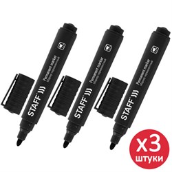 Маркер перманентный STAFF "Basic Budget PM-125", ЧЕРНЫЙ, КОМПЛЕКТ 3 штуки, наконечник 3 мм, 880597 - фото 15168398