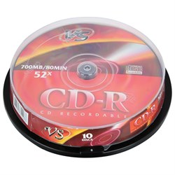 Диск CD-R VS 700 Mb 52x Cake Box (упаковка на шпиле), КОМПЛЕКТ 10 шт., VSCDRCB1001 - фото 15169984