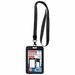 Бейдж вертикальный (85х54 мм), лента 45 см с карабином, СЛАЙДЕР, черный, BRAUBERG EXTRA, 238831 - фото 15175267