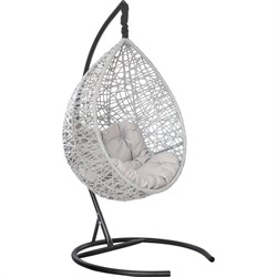 Подвесное кресло Лаура VALENCIA серый +каркас, подушка светло-серая - фото 15190839