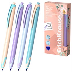 Ручка-роллер автоматическая ERICH KRAUSE "TipFlow Pastel Bloom", СИНЯЯ, корпус ассорти, 0,4 мм, 63705 - фото 15199380