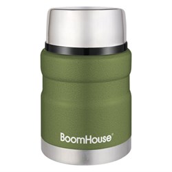 Термос 0,7 л для еды/напитков с широким горлом, BOOMHOUSE (БУМХАУС) RIBBED, нержавеющая сталь SUS304, оливковый, 700321 - фото 15199460