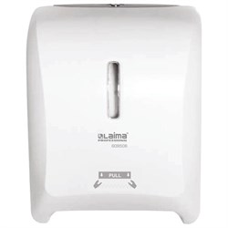 Диспенсер для полотенец в рулонах LAIMA PROFESSIONAL SUPER (H1), механический, белый, ABS-пластик, 609506 - фото 15234986