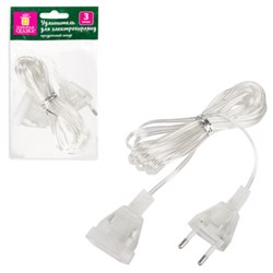 Удлинитель для электрогирлянд 3 м, прозрачный шнур, пакет, ЗОЛОТАЯ СКАЗКА, 591712 - фото 15258496