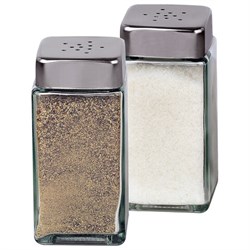 Набор для специй 2х120 мл, MAXI, солонка + перечница, стекло/сталь, квадратные, WEGLA (ВЕГЛА), 700231 - фото 15264212