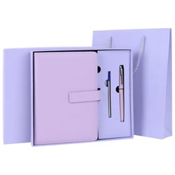 Ежедневник в подарочном наборе 5 в 1, А5, 145x212 мм, BRAUBERG "President", под кожу, 160 листов, сиреневый, 116853 - фото 15270904