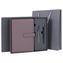 Ежедневник в подарочном наборе 5 в 1, А5, 145x212 мм, BRAUBERG "President", под кожу, 160 листов, серый, 116854 - фото 15270905