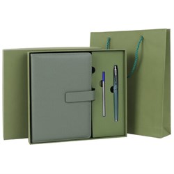 Ежедневник в подарочном наборе 5 в 1, А5, 145x212 мм, BRAUBERG "President", под кожу, 160 листов, зеленый, 116855 - фото 15270906