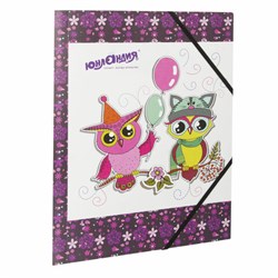Папка на резинках ЮНЛАНДИЯ "Умные совы", А4, цветная печать, до 300 листов, 500 мкм, 228048 - фото 15279720