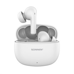 Наушники беспроводные TWS внутриканальные, гибридное шумоподавление ANC + ENC, SONNEN PREMIUM EP-BH34W, Bluetooth 5.3, белые, 514124 - фото 15279767