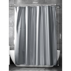 Штора Bath Plus (графит) super big 280x200 с кольцами - фото 15463038