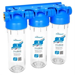 Трехступенчатый магистральный фильтр Аквабрайт стандарт SLIM LINE - фото 16024347