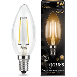 Лампа GAUSS LED Filament Candle E14 5W 2700К - фото 16036860