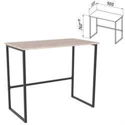 Стол BRABIX "SMART CD-020", 900х500х770 мм, ЛОФТ, металл/ЛДСП ясень шимо светлый, каркас черный, 641949 - фото 16091866