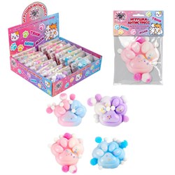 Игрушка-антистресс "ЦВЕТНАЯ КОШАЧЬЯ ЛАПКА С ПОМПОНАМИ", 7х6 см, ассорти 4 вида, дисплей, JOLLY JOT (ДЖОЛЛИ ДЖОТ), 665770 - фото 16092097