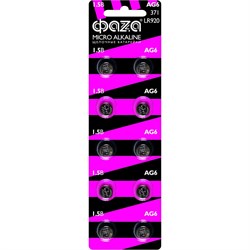 Марганцево-цинковые часовые батарейки ФАZА AG 6 LR 920 BL-10 - фото 16135008