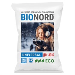Реагент антигололедный 23 кг, BIONORD Universal, до -30 °С, хлорид кальция, мешок, МИНПРОМТОРГ - фото 16416670