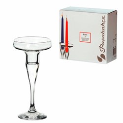 Подсвечник, 170 мм, КОМПЛЕКТ 2 штуки, стекло, PASABAHCE "БЕЙЗИК", фирменная подарочная упаковка, 44021 - фото 16475414